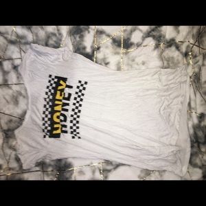 White tee with “HONEY” Lable